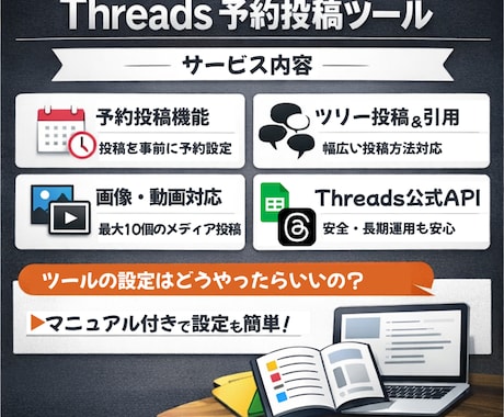 Threadsの自動化・予約投稿ができます 買い切り！ 予約投稿・画像・動画・ツリー投稿対応！ イメージ2