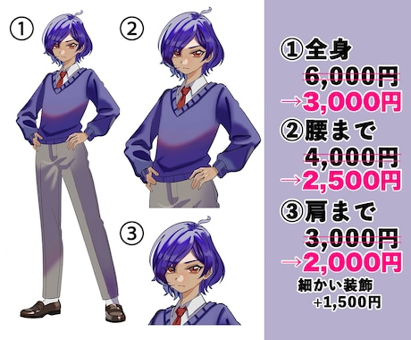 特別価格！TRPG・配信等の立ち絵を制作いたします ✨実績作りのため特別価格でのご提供(8/31まで)✨ イメージ2
