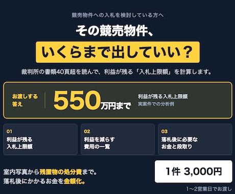 競売物件いくらまで入札していいか計算します 事件番号を送るだけ。隠れ費用と段取りまで整理します イメージ1