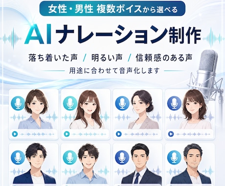 自然で聞きやすいAIナレーション音声を作成します イメージ1