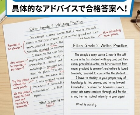 英検3級から2級のライティングを丁寧に添削します 初心者歓迎!一人ひとりに合わせた丁寧な解説をいたします。 イメージ2