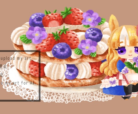 描き込みたっぷりの食べ物とキャラアイコン描きます 食べ物も主役にした、描き込み重視のキャラクターアイコン イメージ2