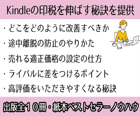 Kindleの印税を伸ばす秘訣を提供します 出版全１０冊・紙本ベストセラー作家が本を読まれる秘訣を提供 イメージ1