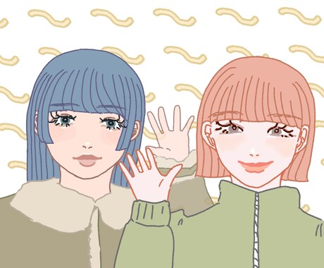 2人分☆まつげがパッチリなアイコン描きます こちらは1枚に2人分のイラストを描くメニューです。 イメージ1