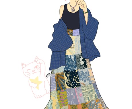 民族衣装・ファッションイラスト・細かい模様描きます 晴れ着の思い出をイラストにしませんか？ イメージ1