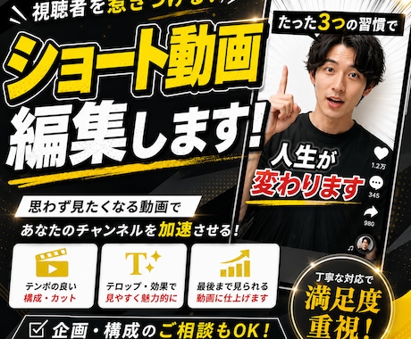 視聴維持率を意識したショート動画編集します 最後まで見られる動画作りをお手伝いします イメージ1