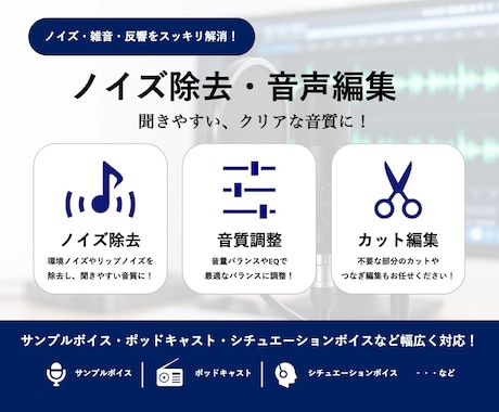幅広い作品に対応！ノイズ除去・音声編集します イメージ1