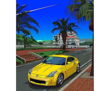 あなたの思い出のお車を描きます 思い出の車、お気に入りの愛車と景色であなただけの記念アートを イメージ2
