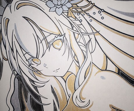 和紙×美少女×シック　一点物イラスト届けます 主に墨を使用した手書き美少女イラストを制作いたします。 イメージ2