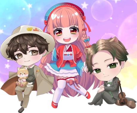 お望みのデフォルメ度合いでミニキャラ作成します 白兎あわの絵でミニキャラ発注しませんか イメージ2