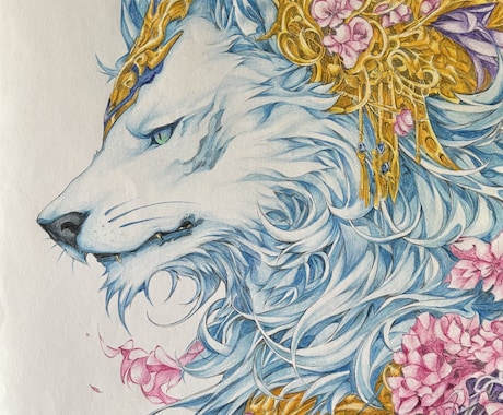 線画、塗り絵などに色鉛筆でアナログ彩色をしています イメージ1