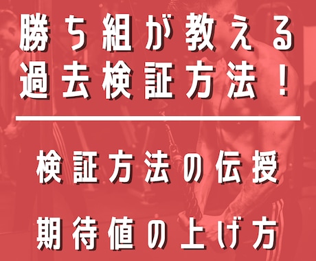 FX 勝ち組の過去検証方法を伝授します FX初心者にも優しい実践を交えながらのレクチャー形式！ イメージ1