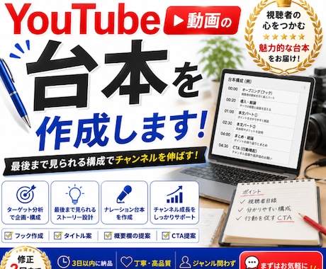 YouTube動画の台本を作成しますます イメージ1