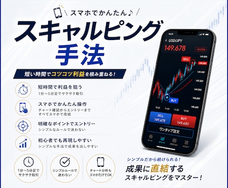 スマホで完結！かんたんFXスキャルピング教えます 普段をお使いのスマホで、スキマ時間を有効活用しませんか？ イメージ1