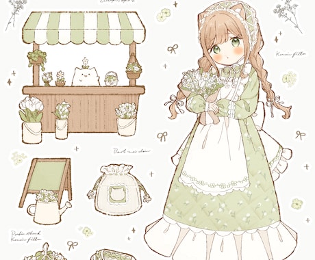 ふんわり優しい！おしゃれ可愛いイラストお届けします SNSアイコンやグッズなど幅広い用途に！衣装デザインも◎ イメージ2