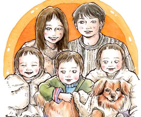 誇張しない＊水彩にがおえ描きます ナチュラルタッチなイラスト♪贈り物やおうちのインテリアに。 イメージ1