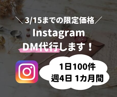インスタで1日100件DM送ります 1ヶ月間週4日、ご指定された内容のDMを送ります イメージ1