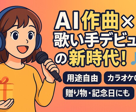 最新AI作曲！カラオケok！歌い手歓迎！即納します 歌い手時代／用途自由／贈り物・記念日にも　最先端AI体験 イメージ1
