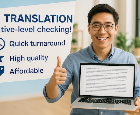 AI英語翻訳を丁寧にネイティブチェックします プロ品質でAI翻訳・英訳が生まれ変わります イメージ1