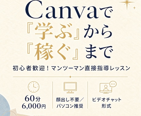 初心者様歓迎！Canvaで稼ぐための直接指導します Canvaを学ぶから、Canvaで稼ぐまでを網羅するレッスン イメージ1