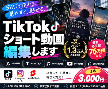 TikTok・ショート動画を見やすく編集します イメージ1