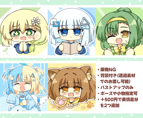 最短3日！格安ミニキャラアイコンお描きします 使用用途自由！透過でのお渡しも可！ポップなアニメ塗り イメージ2