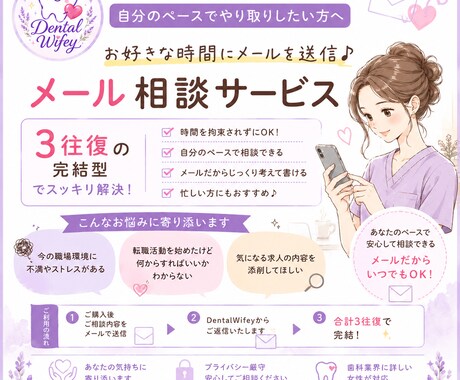 チャット３往復　歯科医院転職アドバイスいたします 好きな時間に相談事を送るだけ、24時間以内返信いたします イメージ1