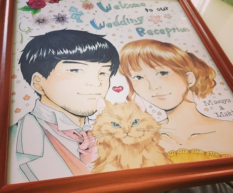 似顔絵描きます 結婚の記念、お子さん誕生の記念に！大色紙から、小色紙まで イメージ1