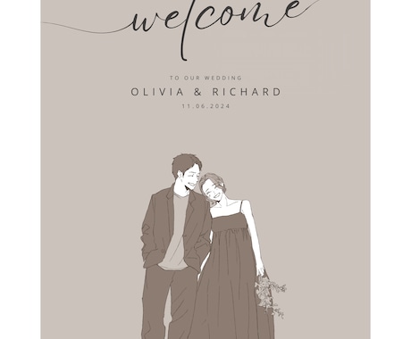 即対応◎大人シンプルなウェルカムボード描きます ウェルカムボードや婚礼アイテム用のイラスト作成承ります◎ イメージ2