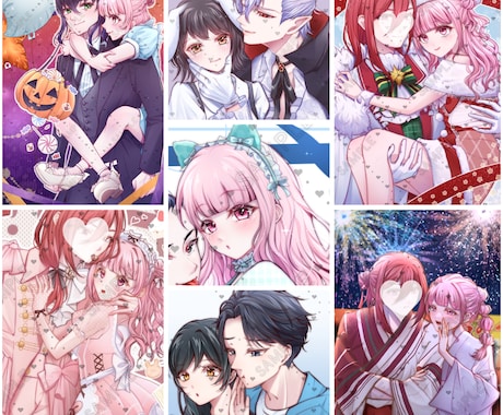 カップルイラスト、夢絵、可愛い女の子などを描きます ラブラブ＆距離近めで甘々な雰囲気のイラストを制作します♩ イメージ2