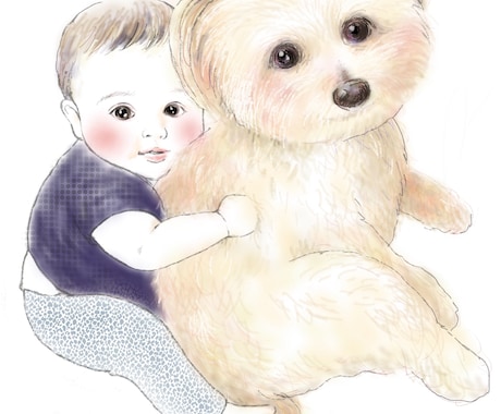 ふんわり柔らかい雰囲気の似顔絵をお描きします デザイナー経験のあるママ似顔絵師 イメージ1