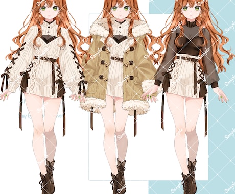 Live2D完成品衣装替え/ SD切替付いてます 冬服⇔透け感ニットの美女モデル  / SD切替付 イメージ2