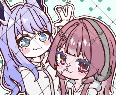 クレヨンペン風のふんわり可愛いSDイラスト描きます アイコン・メンバーシップ・配信サムネに♪ 商用利用無料！ イメージ2
