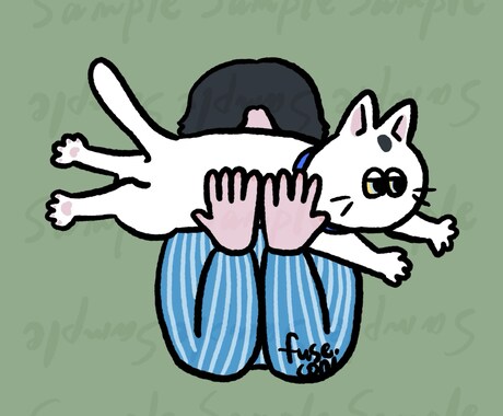 猫吸い似顔絵イラスト作成します 猫吸い好きや猫吸いに挑戦してみたい猫好きの方におすすめです イメージ2
