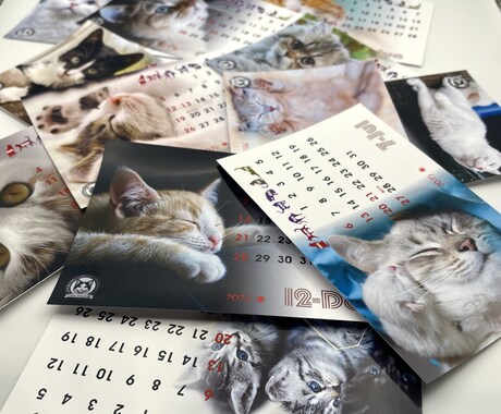 猫の愛くるしい瞬間を集めたフォトカレンダー作ります 2025年度版縁なしフル画像の卓上カレンダーで毎日を一緒に! イメージ2
