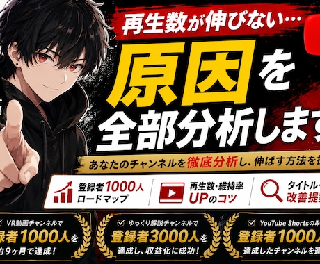 登録者＆再生数を伸ばすYouTubeコンサルします 再生数が伸びない原因を分かりやすく分析します イメージ1