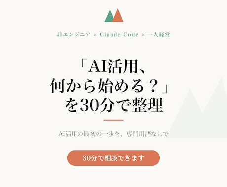 AI活用の始め方を30分で相談できます 「何から始める？」を30分で整理。AI活用の最初の一歩に イメージ1