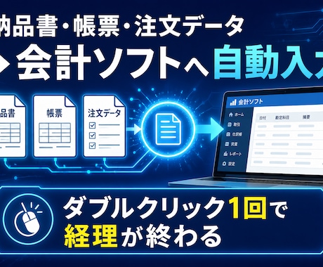 面倒な経理・入力作業をAIで自動化します 毎日の「見て・探して・入力」をダブルクリック1回に イメージ1