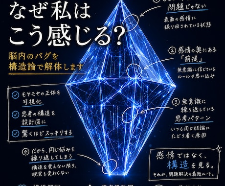 なぜ私はこう感じる？脳内のバグを構造論で解体します 劇薬だけどスッキリ。脳内のバグを解剖し、驚きの納得感を。 イメージ1