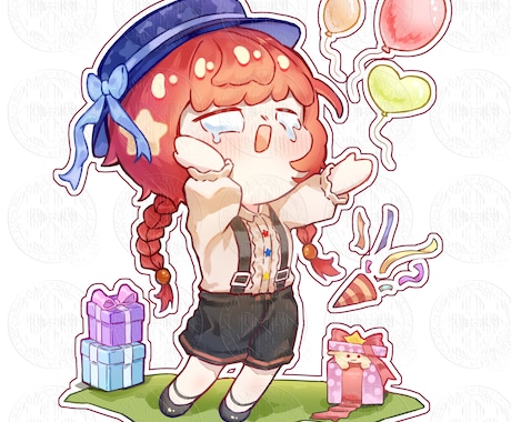 Q版キャラクターステッカー制作承ります チビキャラ表情絵、イラスト、立ち絵など制作承ります イメージ1