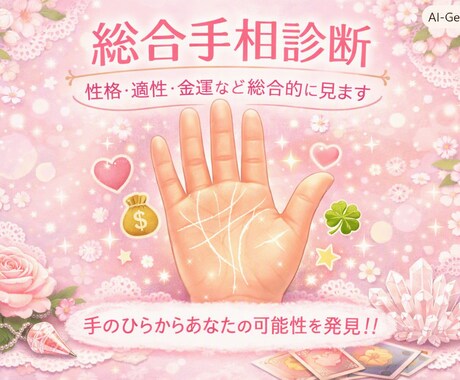 総合手相診断（性格・適性・金運など総合的に見ます 手のひらからあなたの可能性を発見！！ イメージ1