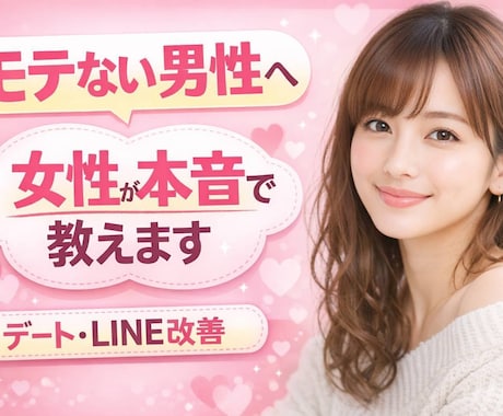 モテない男性専用　女性目線でアドバイスします 女性だからわかる本音であなたの恋愛の改善点をアドバイスします イメージ1