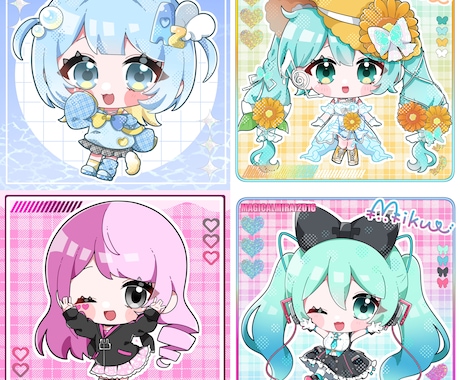 あなただけの可愛いミニキャライラスト描きます 背景付で映えるキラキラかわいいミニキャライラスト！ イメージ2
