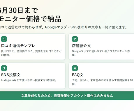 Google口コミ返信と店舗紹介文を丁寧に整えます 小規模店舗向けに口コミ返信と紹介文をまとめて作成 イメージ2