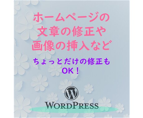 ホームページの文章の修正や画像の挿入など承ります ちょこっとだけの修正でもOK！ イメージ1