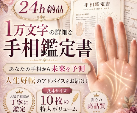 24h納品✨1万文字の詳細な手相鑑定書を作成します あなたの手相から未来を予測し、人生好転のアドバイスをお届け！ イメージ1