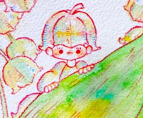 妖精さんのような可愛い人物イラスト制作します 水彩と色鉛筆で