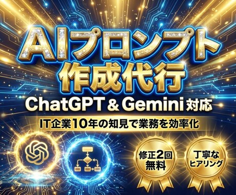 ChatGPT/Gemini専用プロンプト作ります 「期待外れ」を解消。業務に合わせた最適なプロンプトを構築 イメージ1
