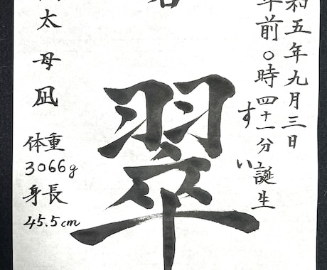 命名書★書道歴40年の書道家がシンプルに筆耕します 何通りかの命名書（お名前）を提案させていただきます! イメージ2