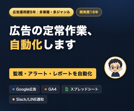 Google広告の運用作業を自動化します 監視・アラート・レポートを自動化｜広告運用歴5年×開発18年 イメージ2